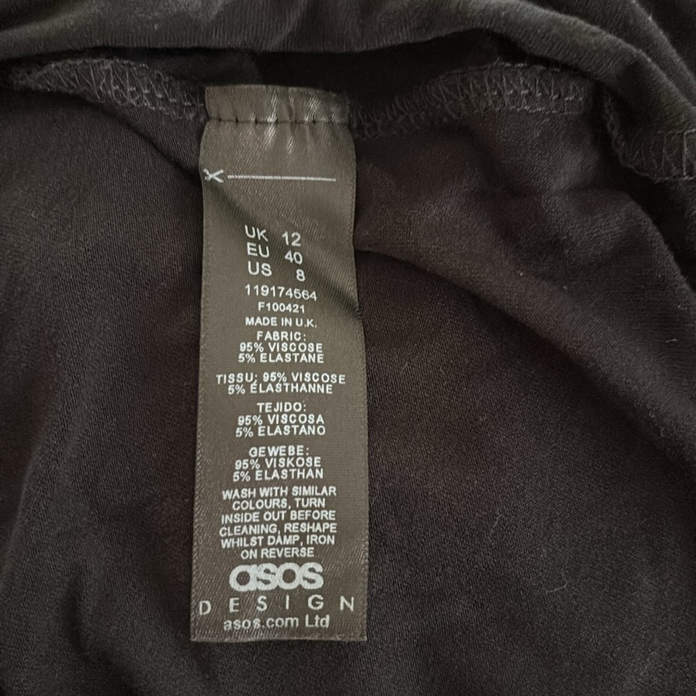 ASOS Black Midi Dress with Button Detail - Picture 6 of 7